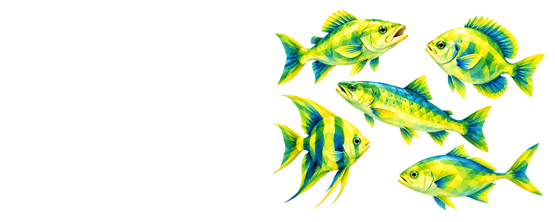 Peces geométricos multicolores